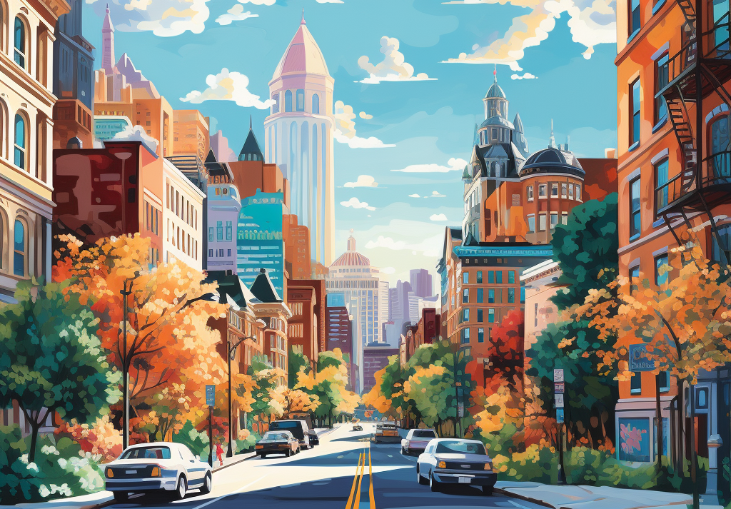  Vibrant Boston Summer Scene 500 Piece Puzzle  