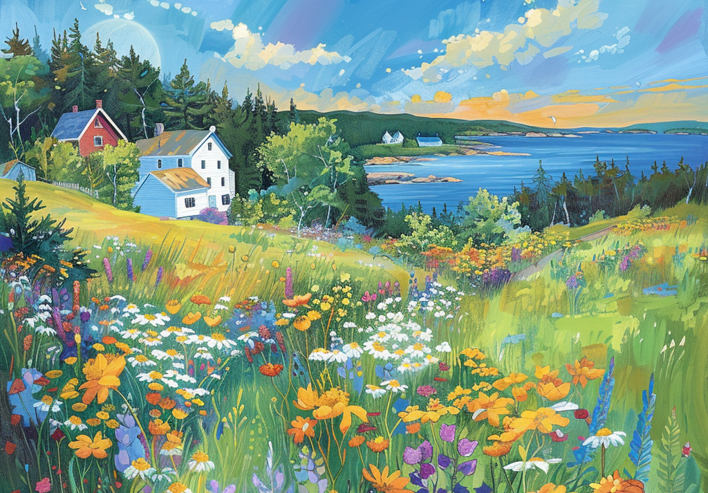  Maine Summer Illustration 500 Piece Puzzle