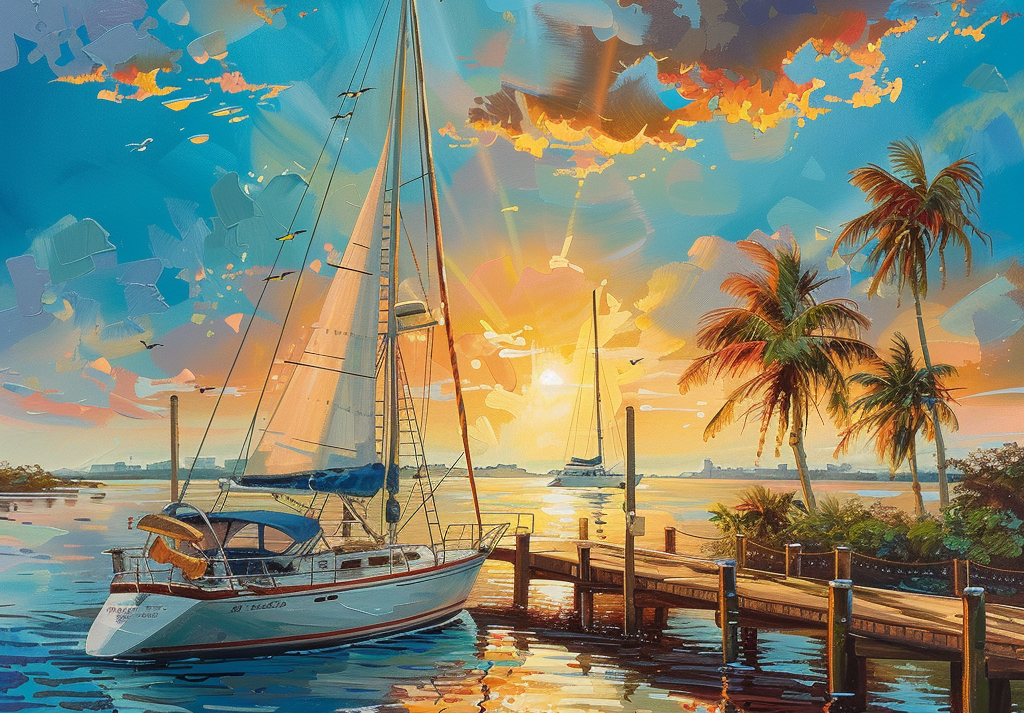  Florida Sailboats Harbor Pier Photo Puzzle 500 Piece Puzzle