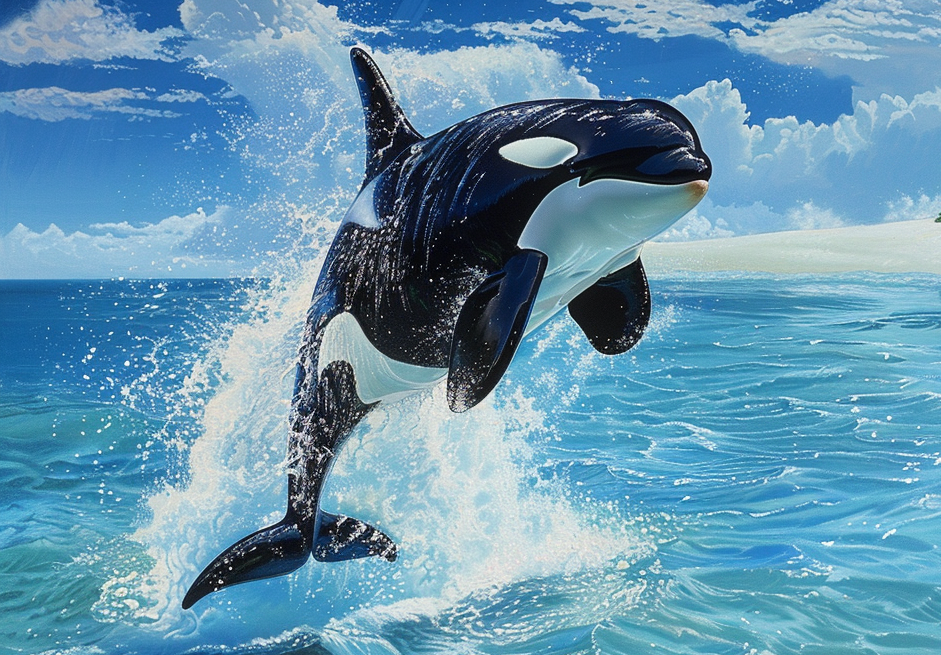  Orcas Jumping Florida Beach 500 Piece Puzzle