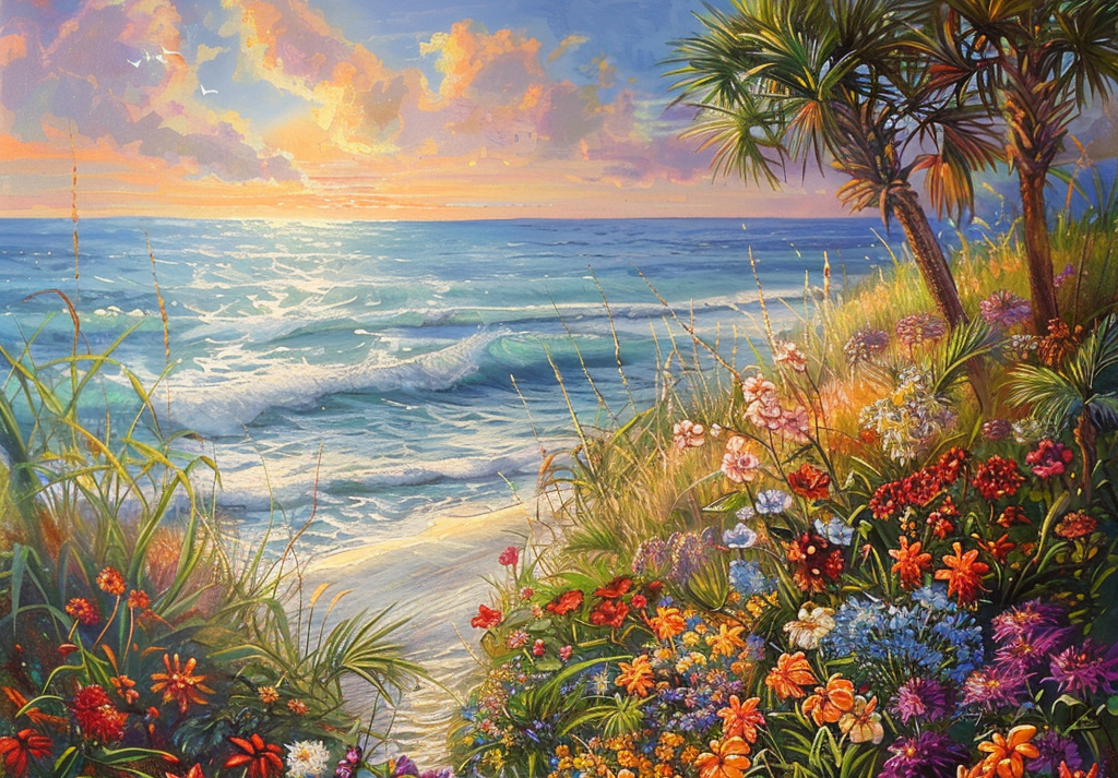  Flower Garden Florida Beach 500 Piece Puzzle