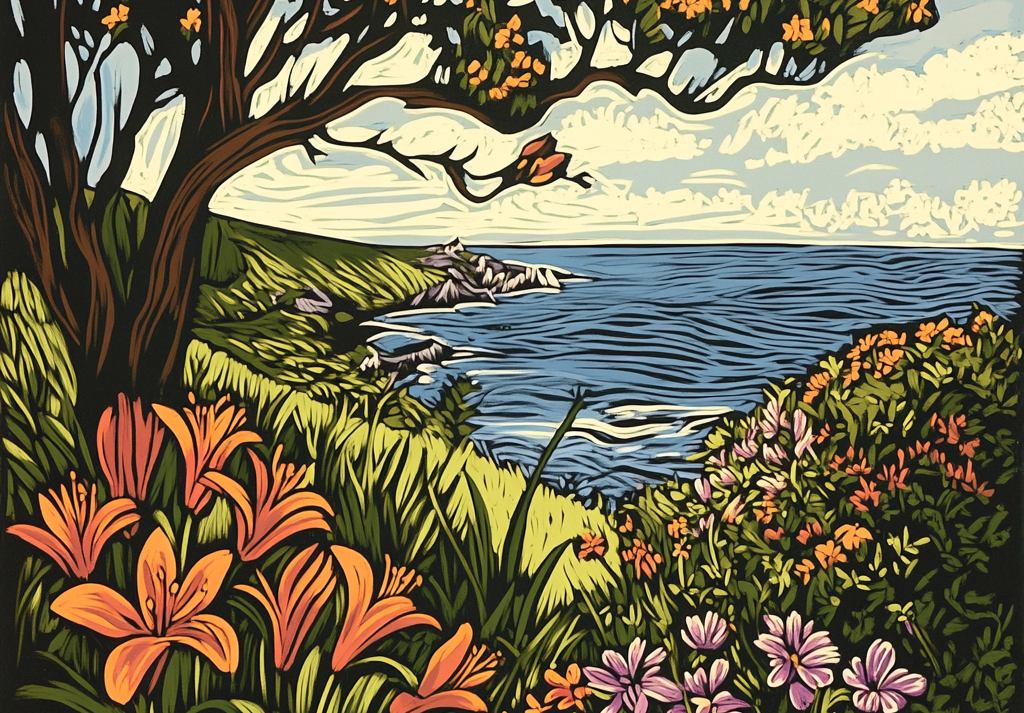  Springtime Linocut Massachusetts 500 Piece Puzzle