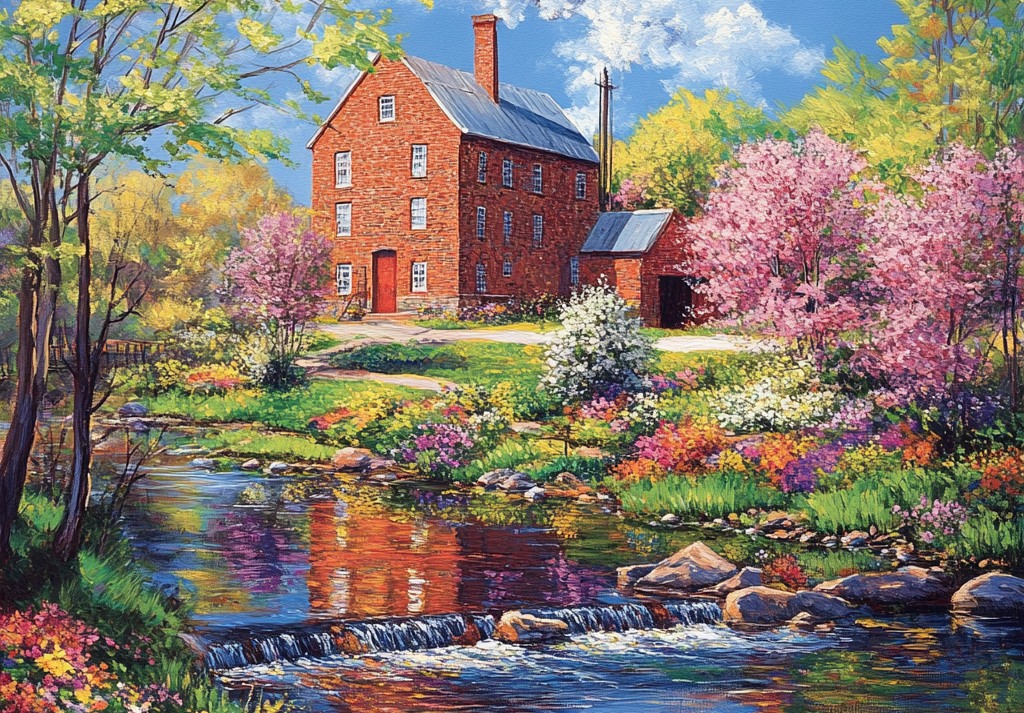  Brick Mill Factory by the River 500 Piece Puzzle