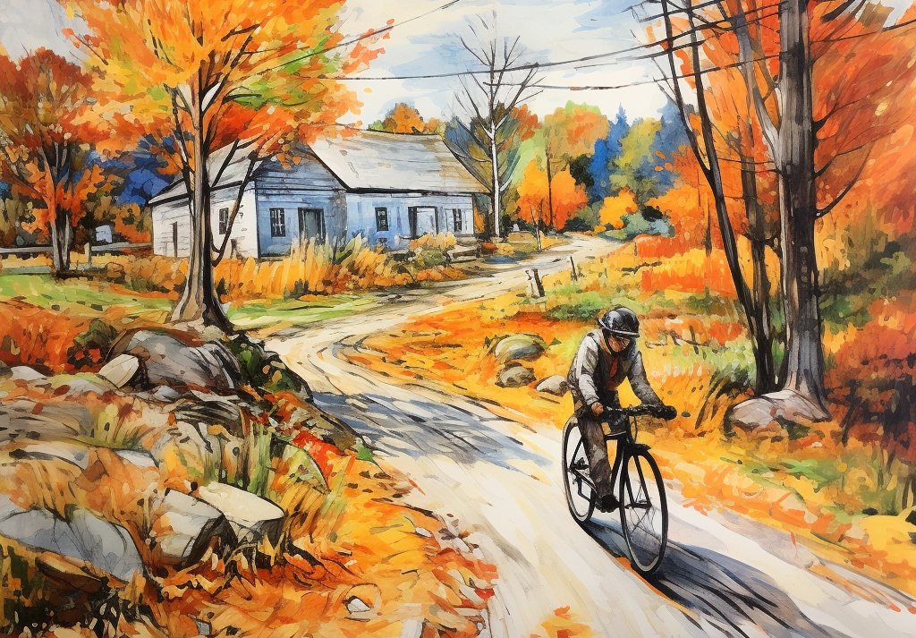  Maine Fall Bicycling Sketch 500 Piece Puzzle