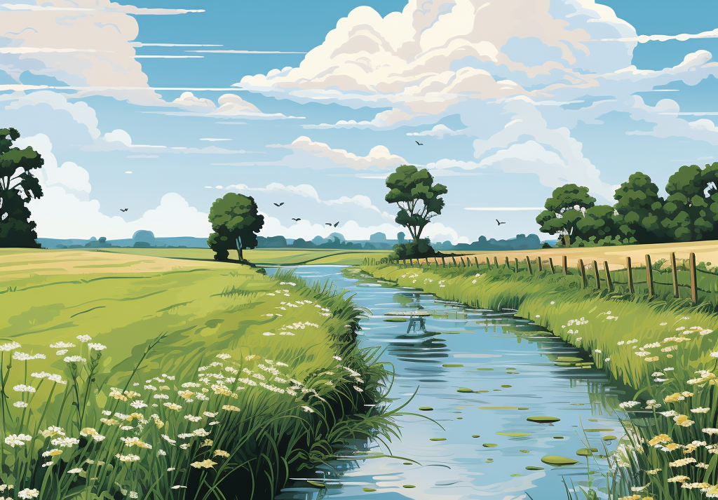  Tranquil English Canal in Summer Fields 500 Piece Puzzle