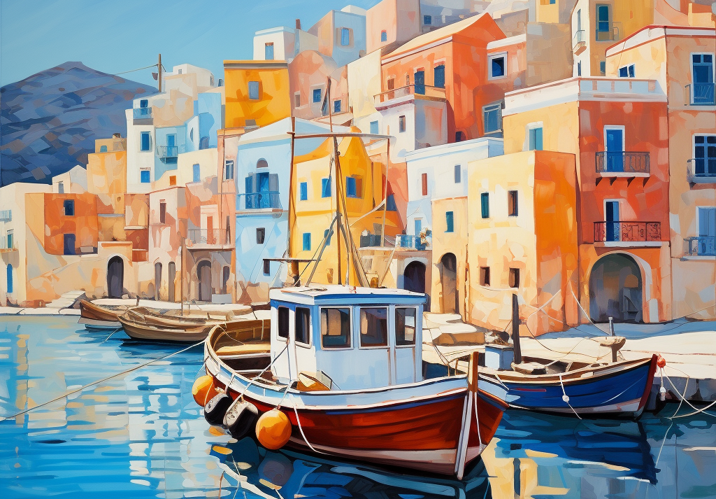  Greek Harbor Painting Vibrant 500 Piece Puzzle