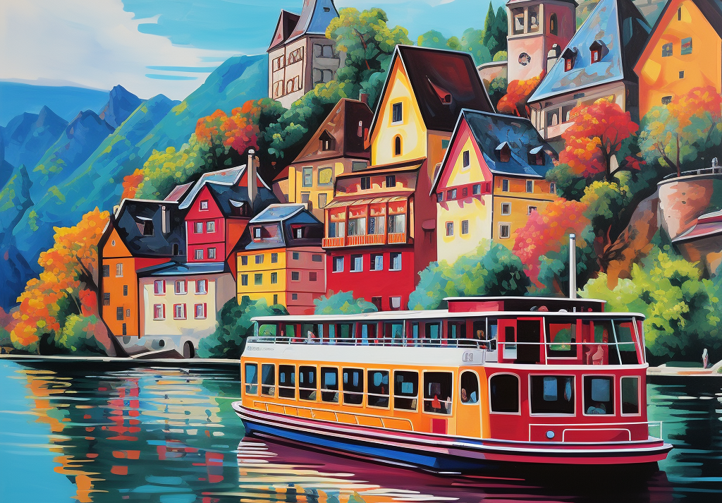  Rhine River Boat Tour Painting 500 Piece Puzzle