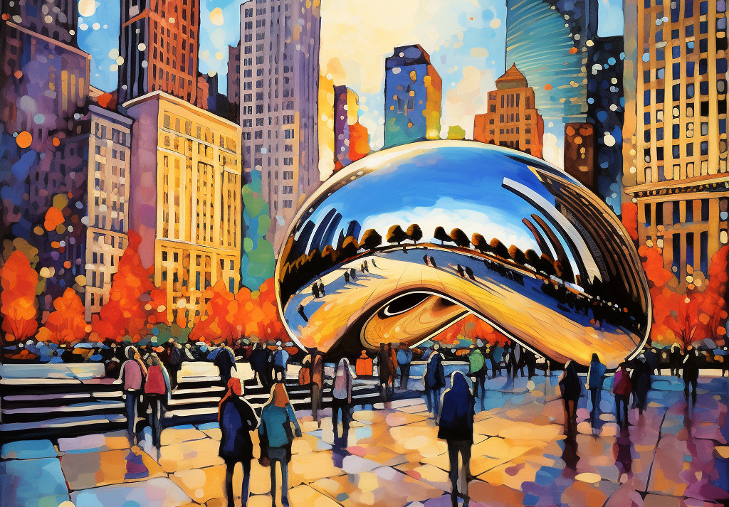  Chicago Bean Vibrant Painting 500 Piece Puzzle